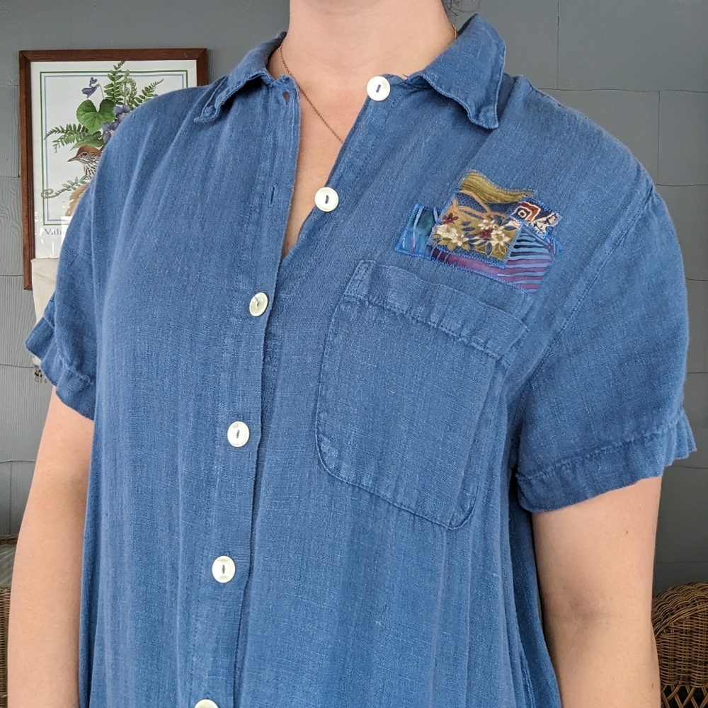 Artsy Linen Button Down Summer Dress